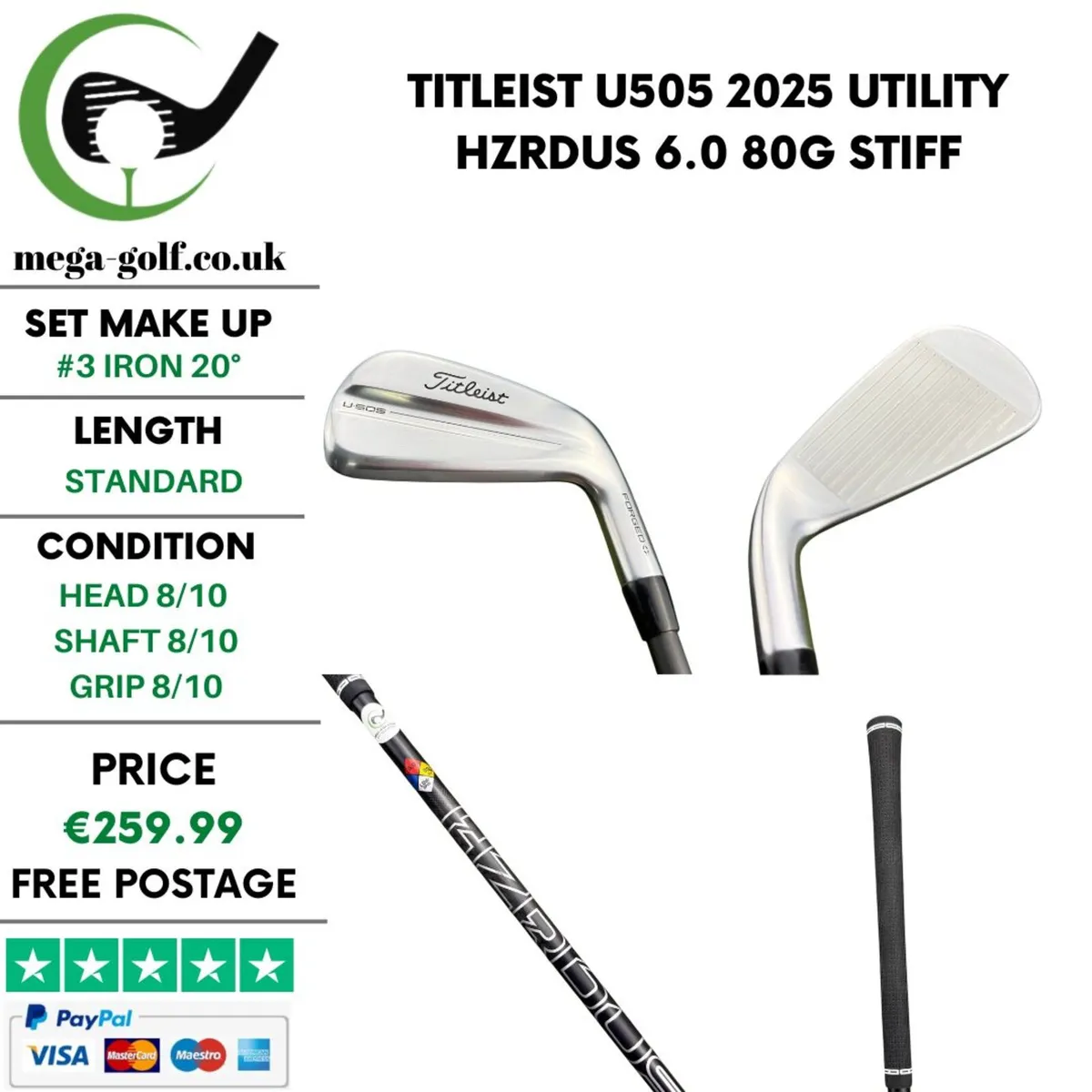 Titleist U505 2025 Utility #3 Iron 20° / Stiff - Image 1