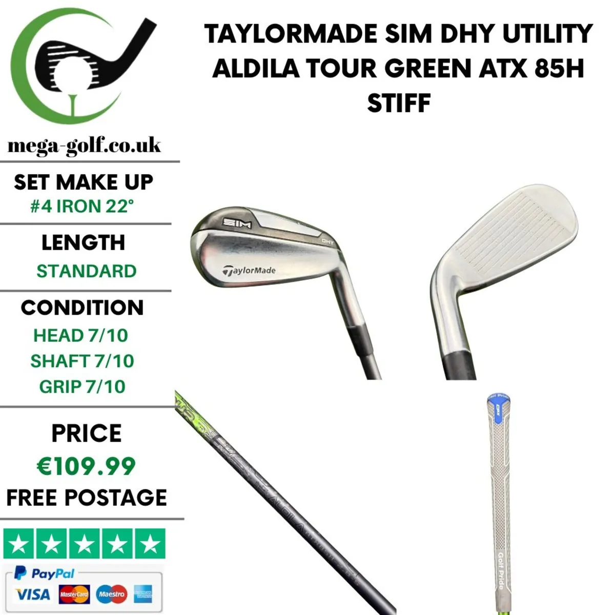 Taylormade Sim DHY Utility #4 Iron 22° / Stiff - Image 1