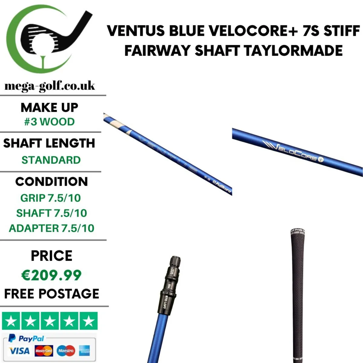 Ventus Blue Velocore+ 7S Stiff Fairway Shaft - Image 1