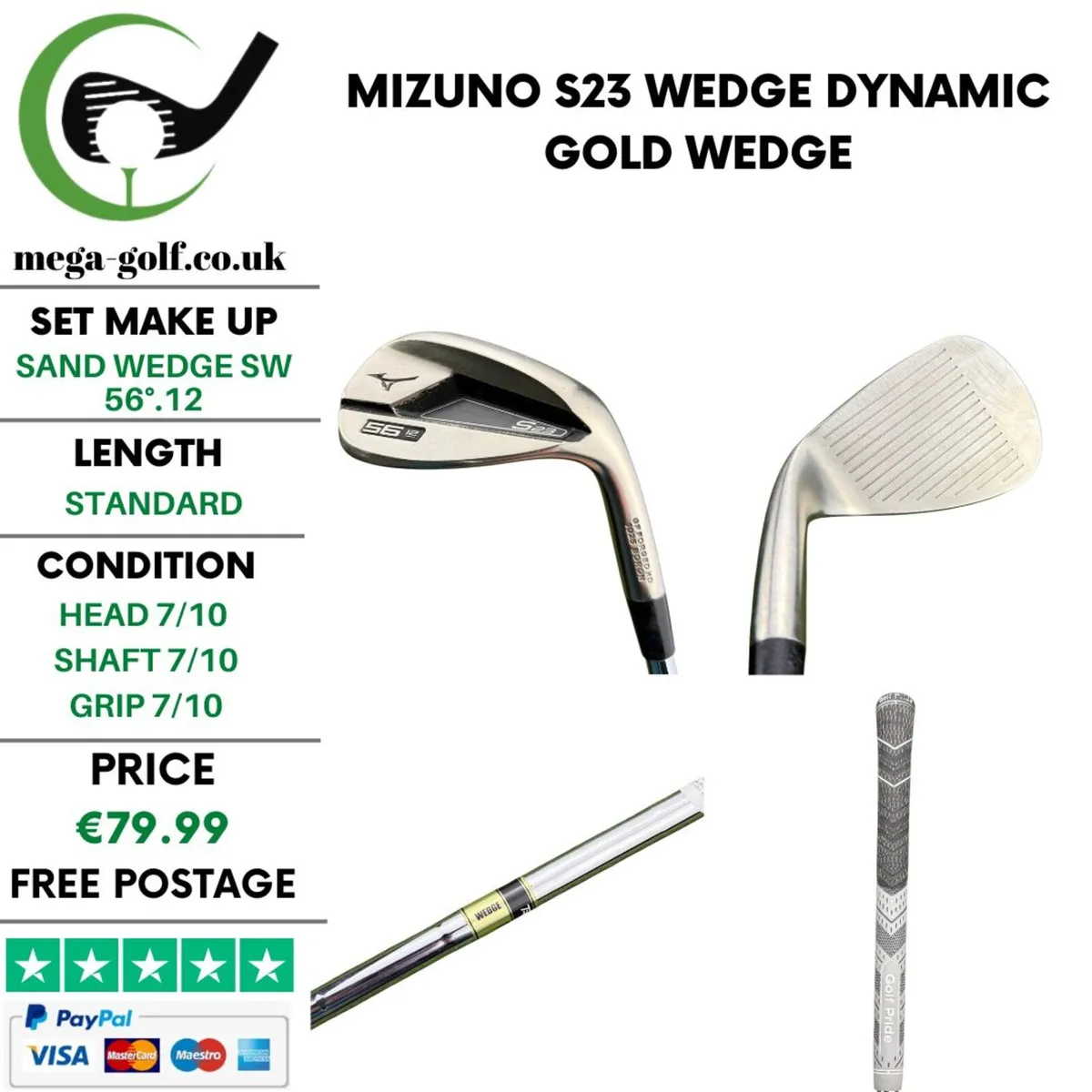 Mizuno S23 Wedge Sw 56°.12 / Dynamic Gold Wedge - Image 1
