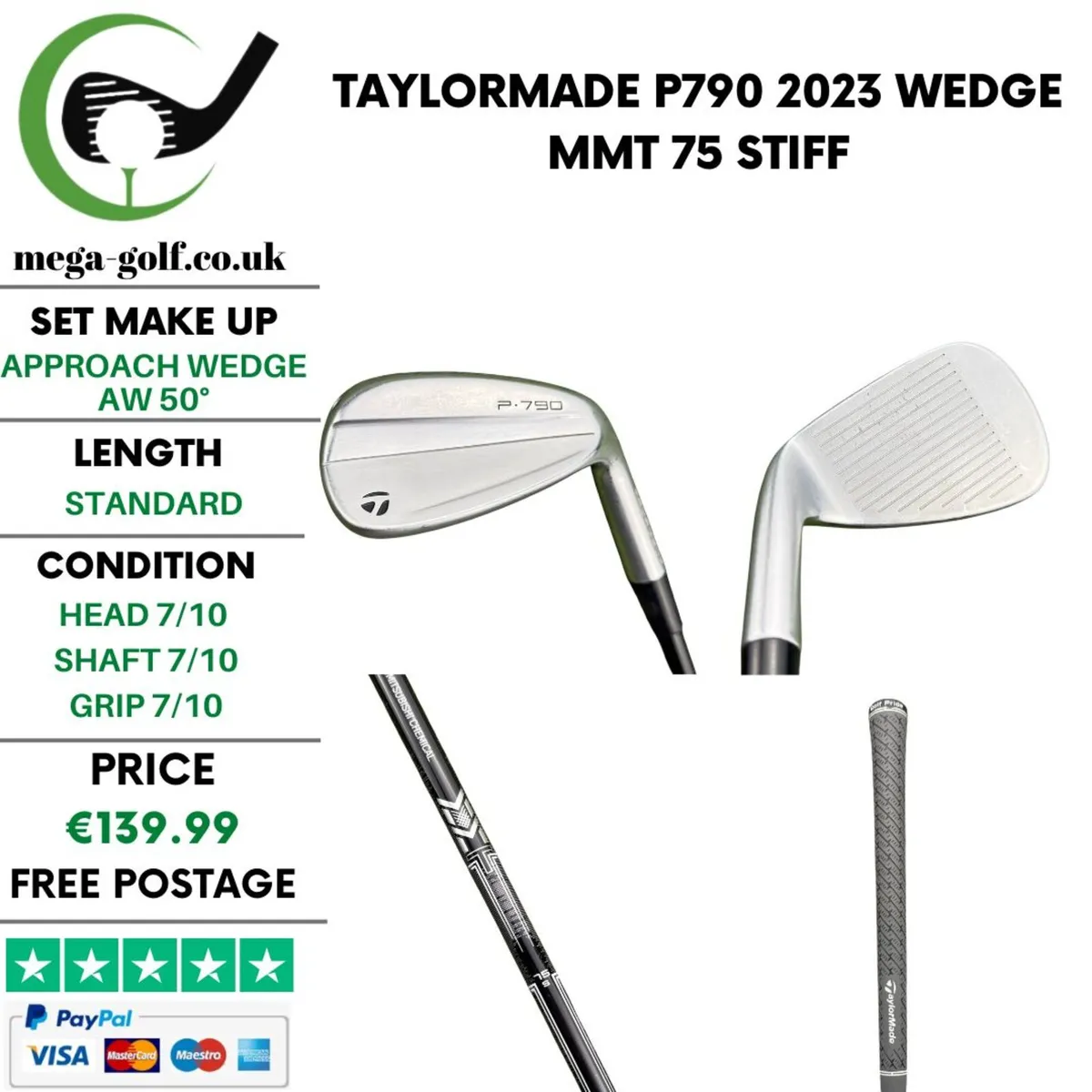 Taylormade P790 2023 Wedge Aw 50° / MMT 75 Stiff - Image 1