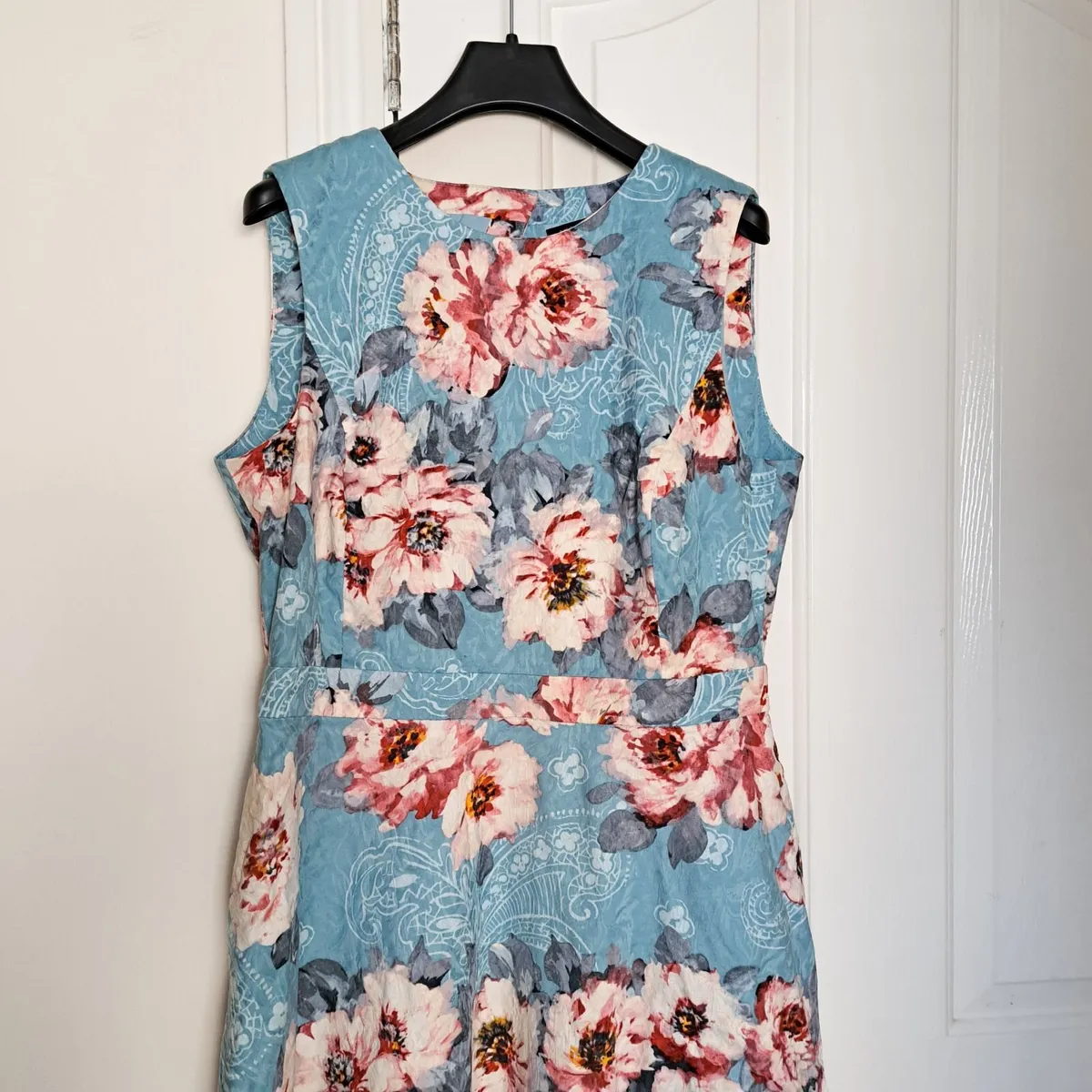Marks & Spencer Blue Floral Midi Dress 14UK/42EU - Image 3