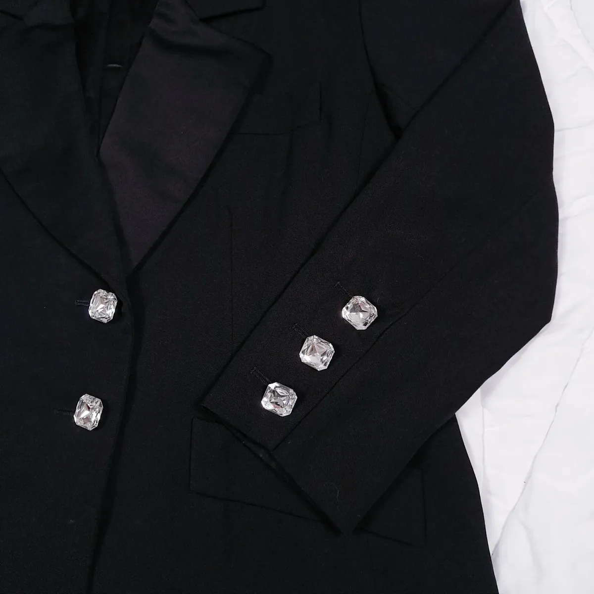 YSL Vintage Black Wool Blazer Jacket 20UK/48EU - Image 3