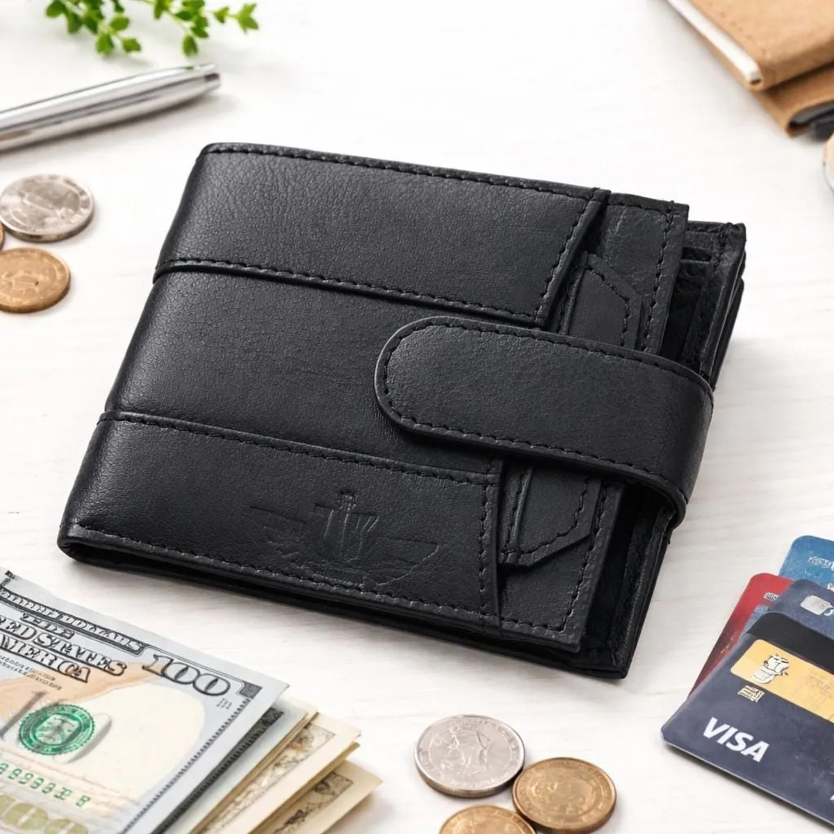 Unisex Genuine Leather RFID Blocking Wallet - Image 1