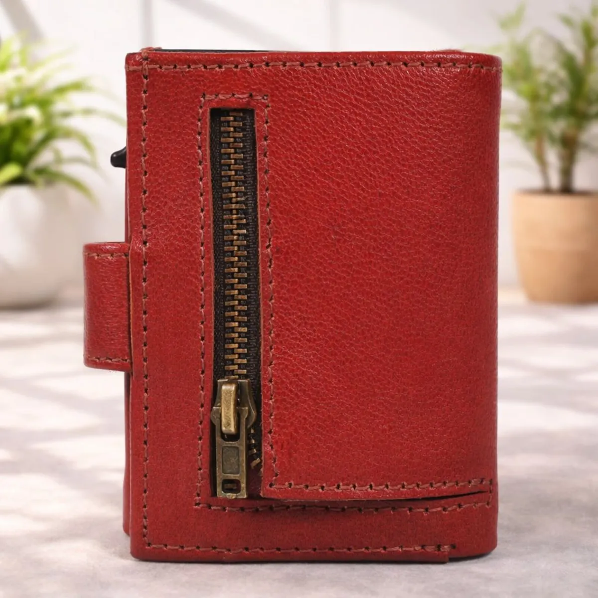 Unisex Genuine Leather RFID Pop-Up Card Holder - Image 3