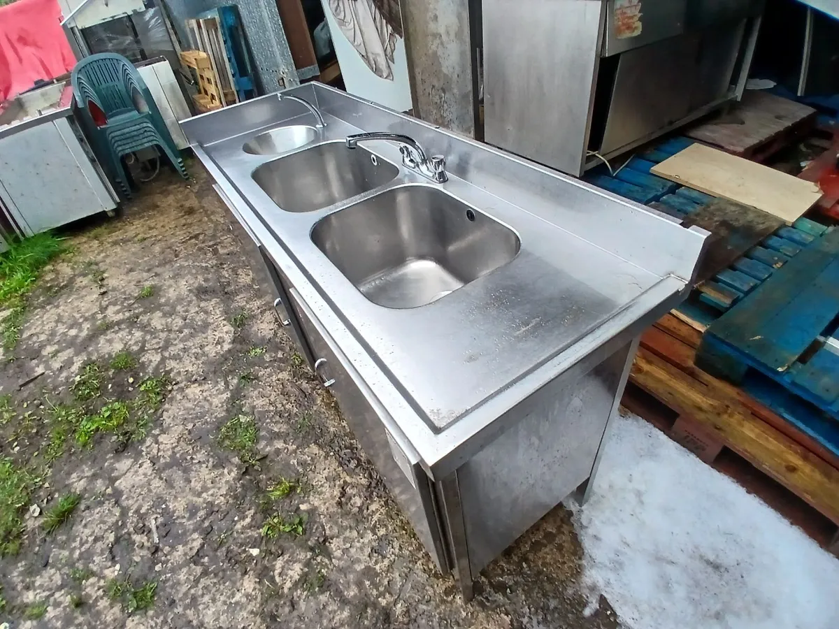 Staneless steel cabbinet double sink unit complete - Image 4