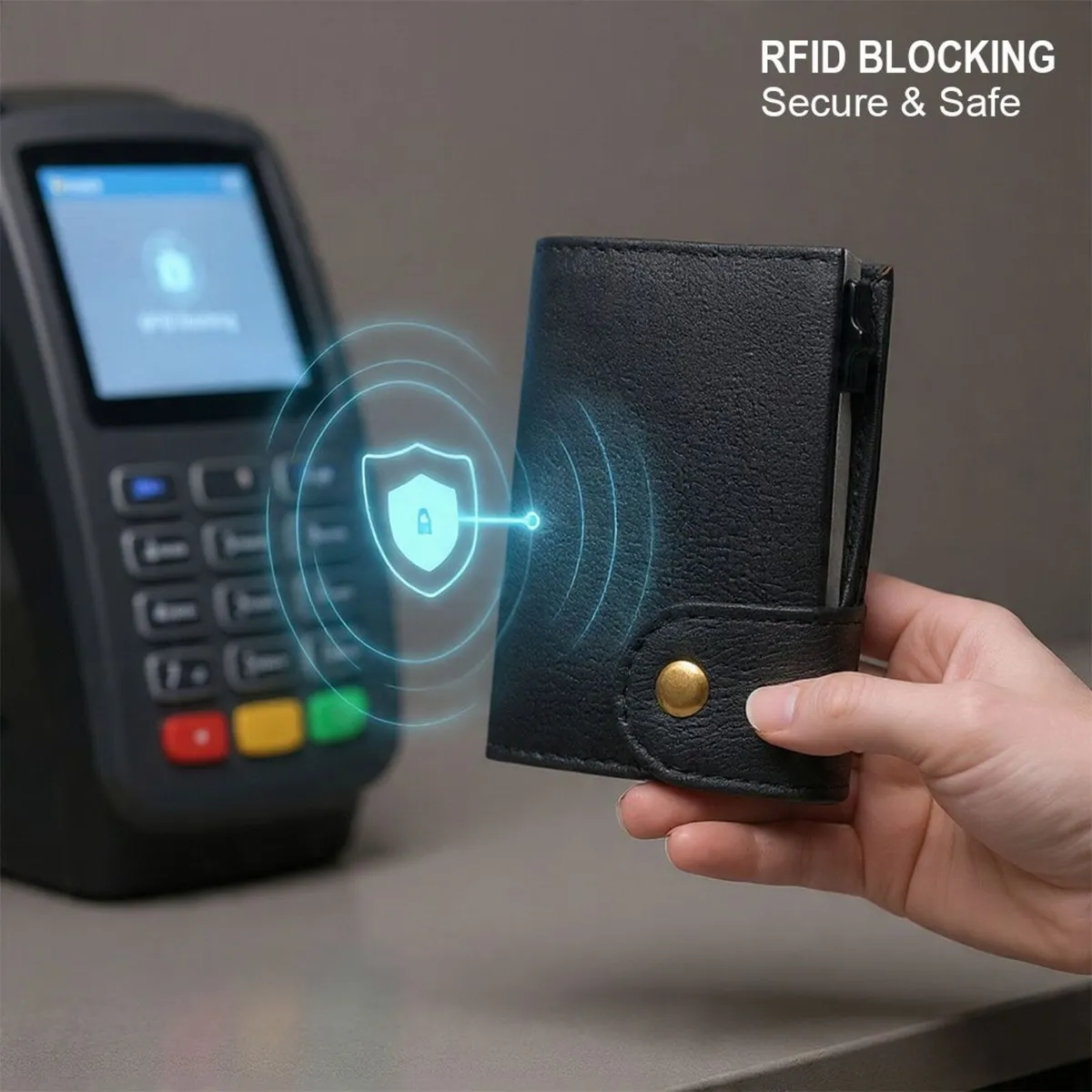 Unisex Genuine Leather RFID Pop-Up Card Holder - Image 2