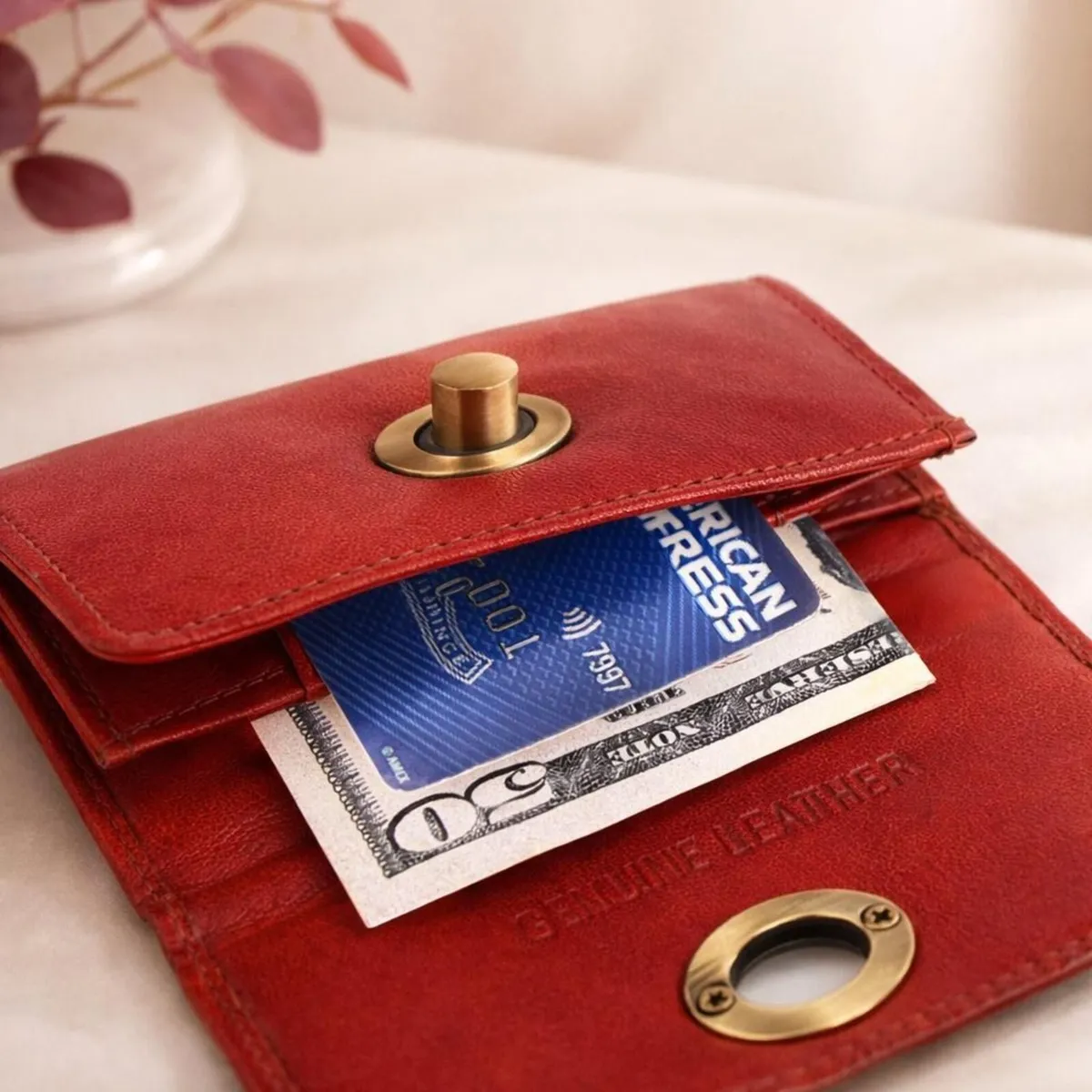 Handcrafted Leather Women Wallet Mini Purse - Image 4