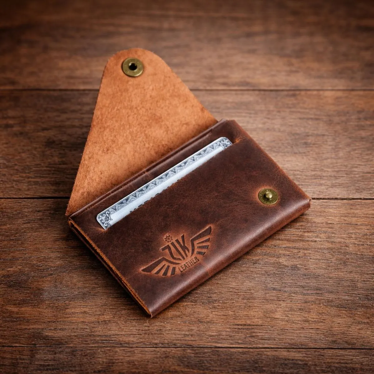 Unisex Handmade Leather Card Holder Wallet - Image 1