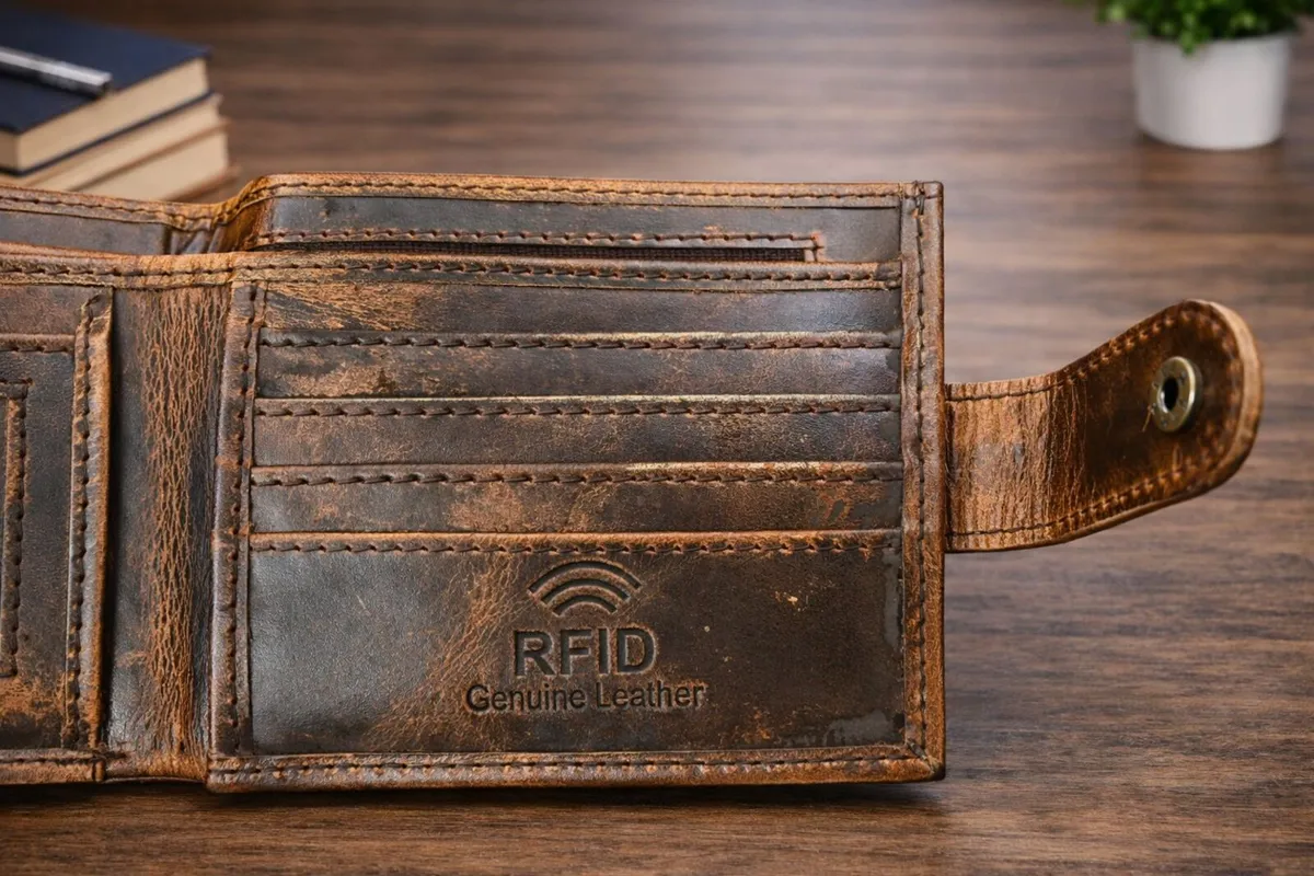 Unisex Genuine Leather RFID Blocking Wallet - Image 4