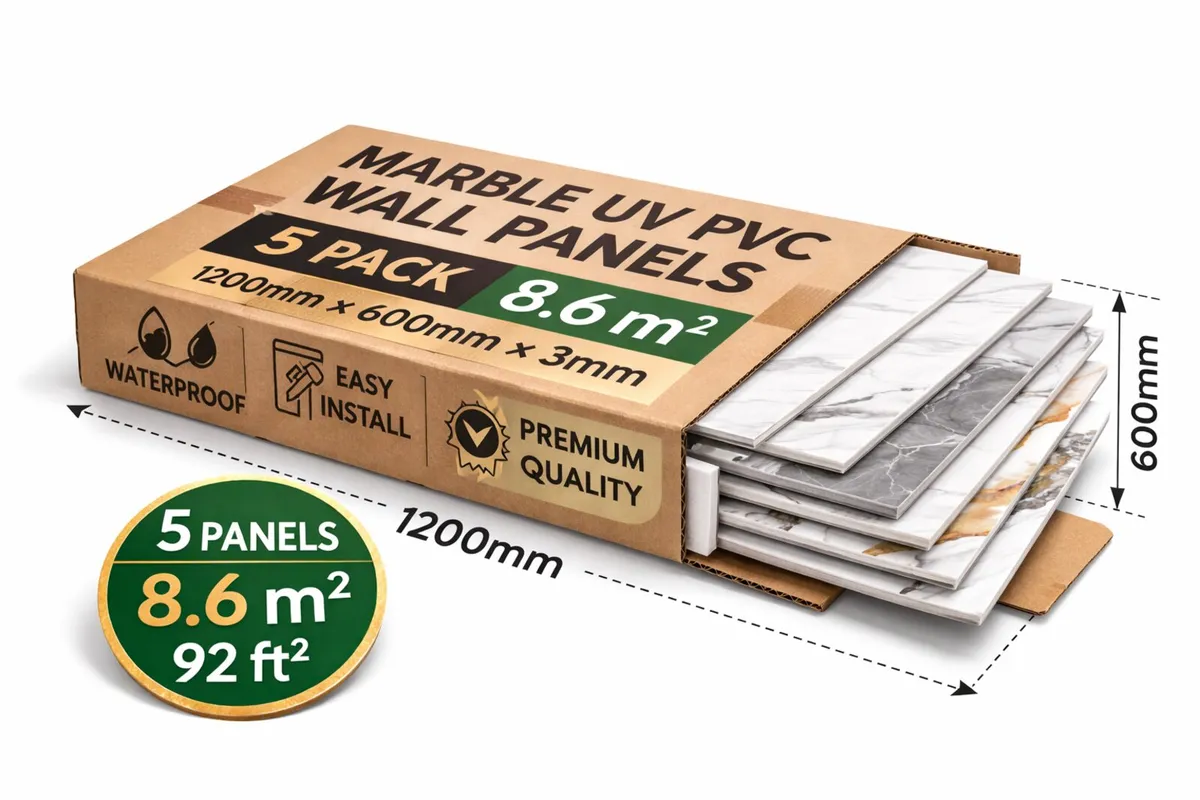Marble UV PVC Wall Panels – 5 Pack (8.6 m² Coverag - Image 2