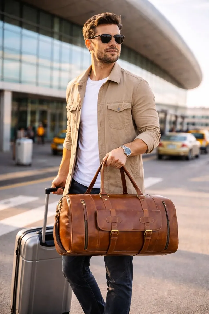 Handmade Genuine Leather Vintage Travel Duffel Bag - Image 4