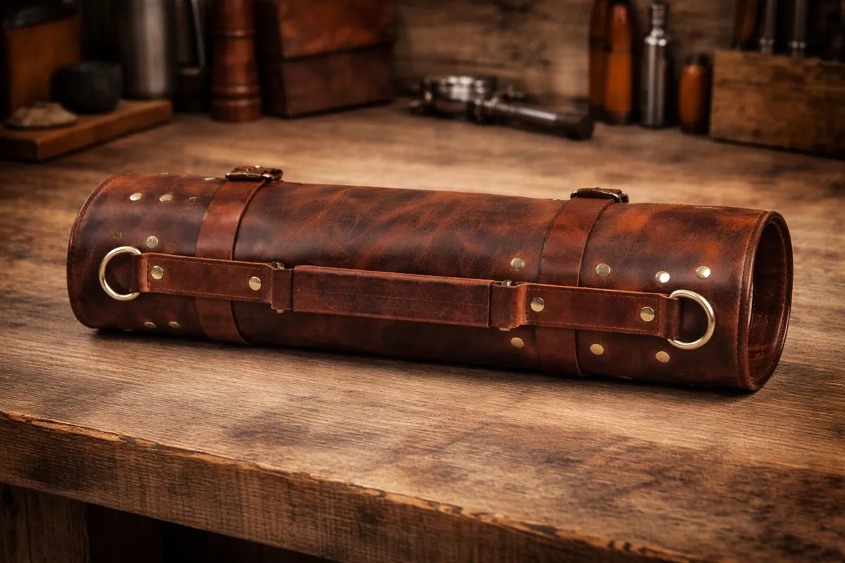 Handmade Vintage Leather Tool Roll Bag - Image 3