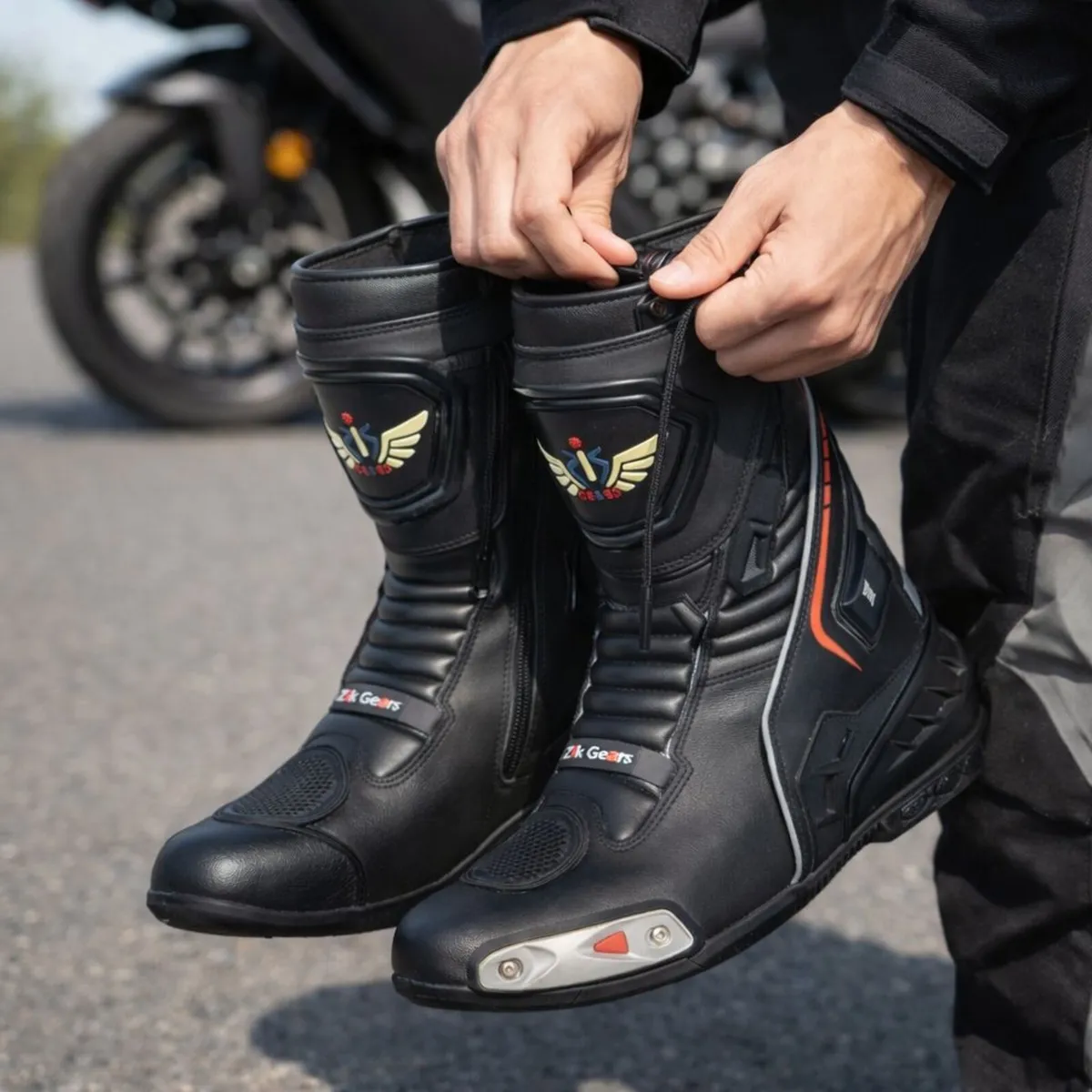 Genuine Leather Motorcycle Riding Boots - Image 3