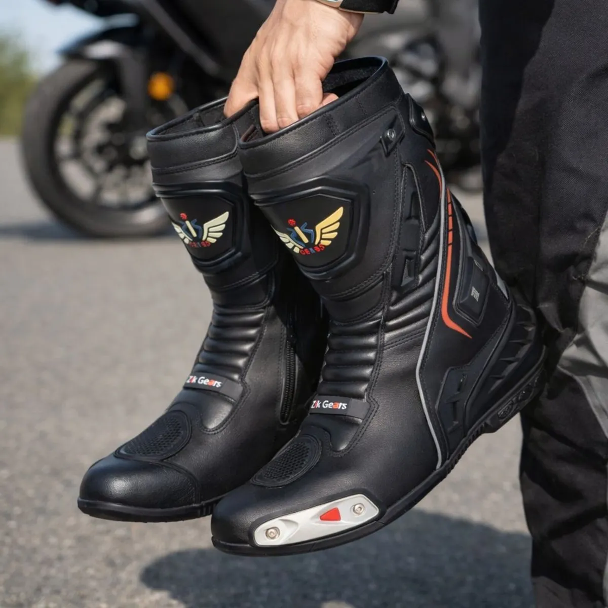 Genuine Leather Motorcycle Riding Boots - Image 4