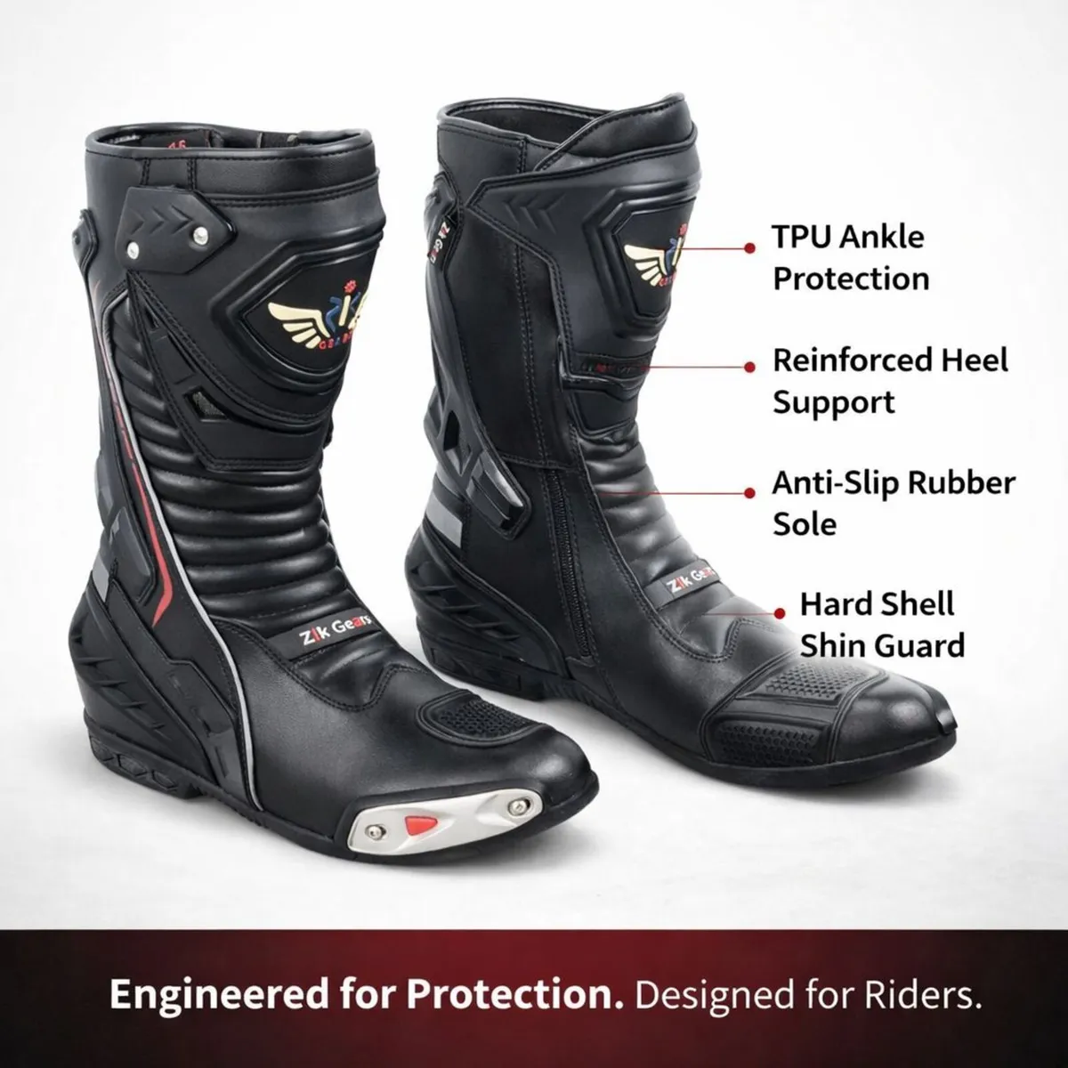 Genuine Leather Motorcycle Riding Boots - Image 2