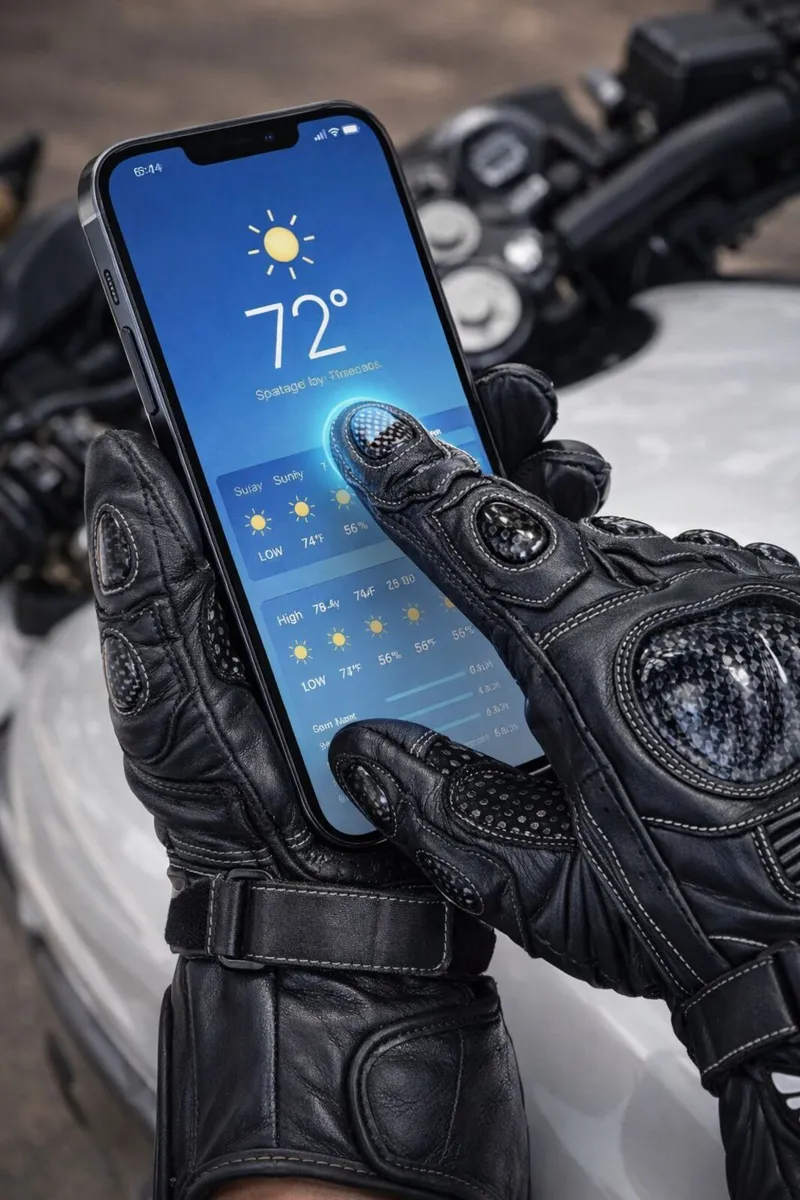 Premium Black Leather Motorcycle Riding Gloves - Image 4