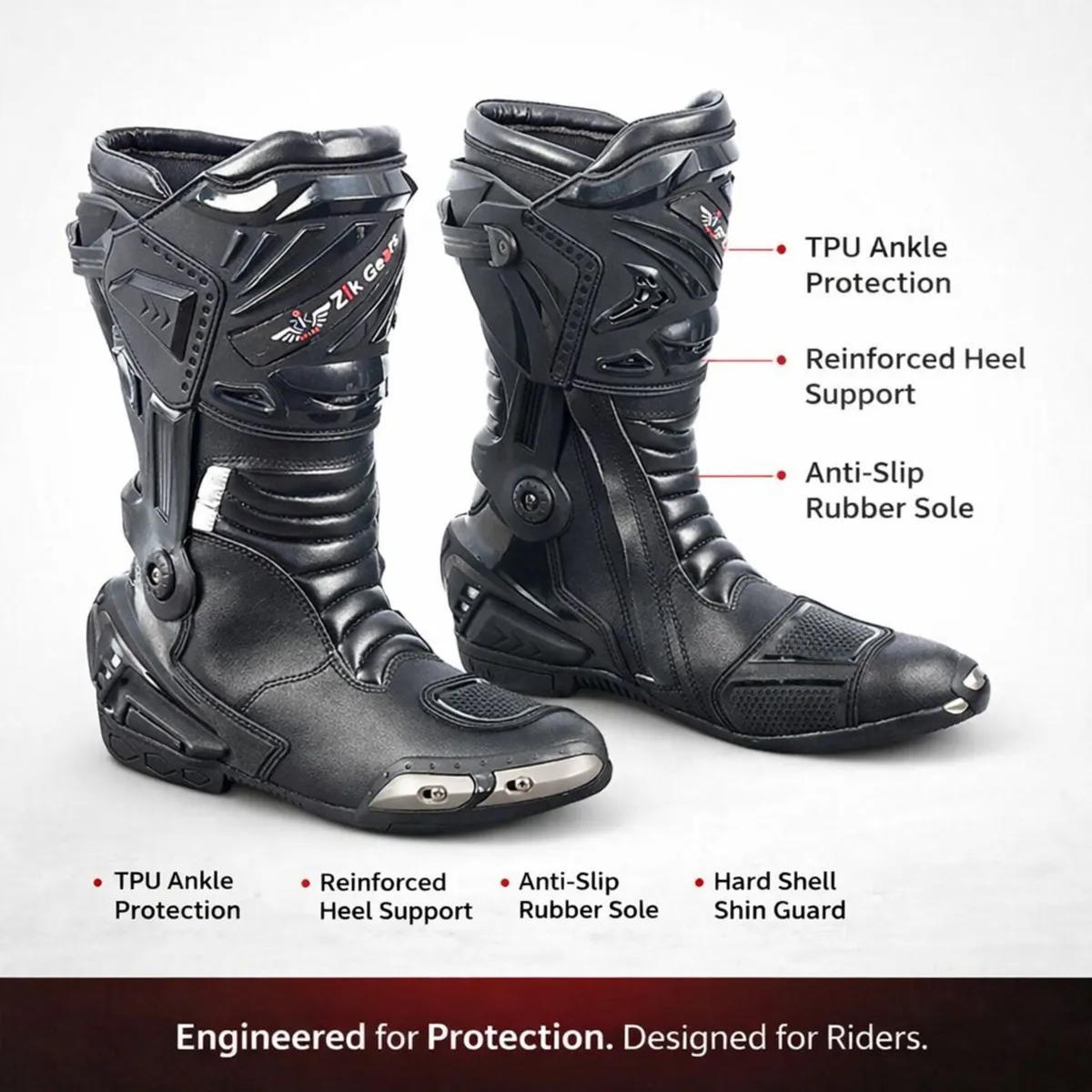 Genuine Leather Motorcycle Riding Boots - Image 2