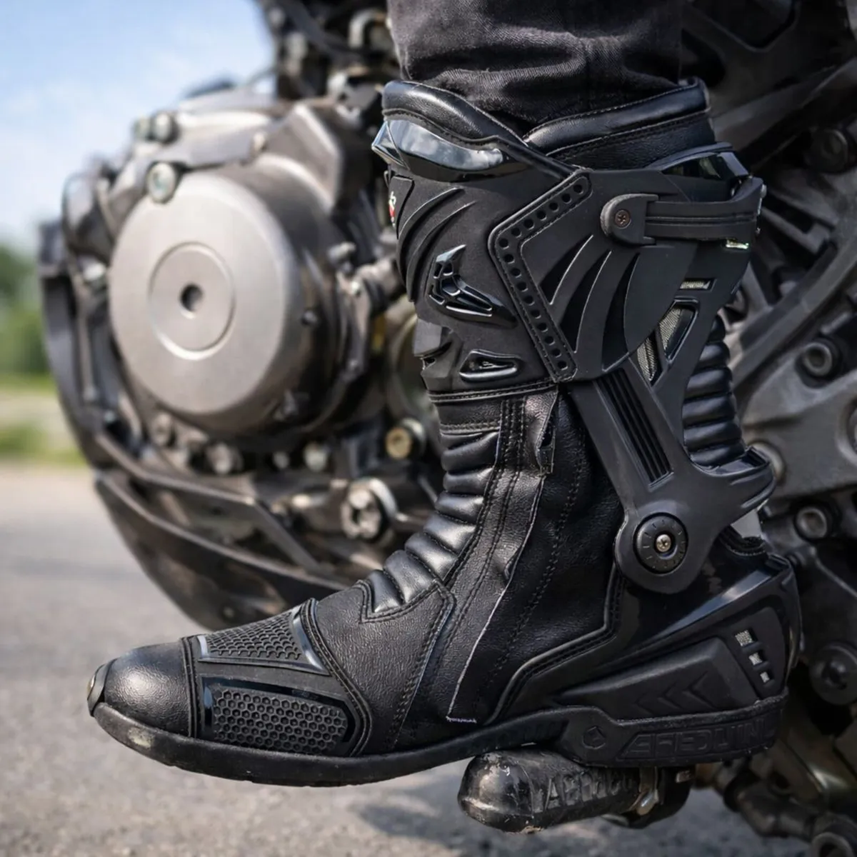 Genuine Leather Motorcycle Riding Boots - Image 3