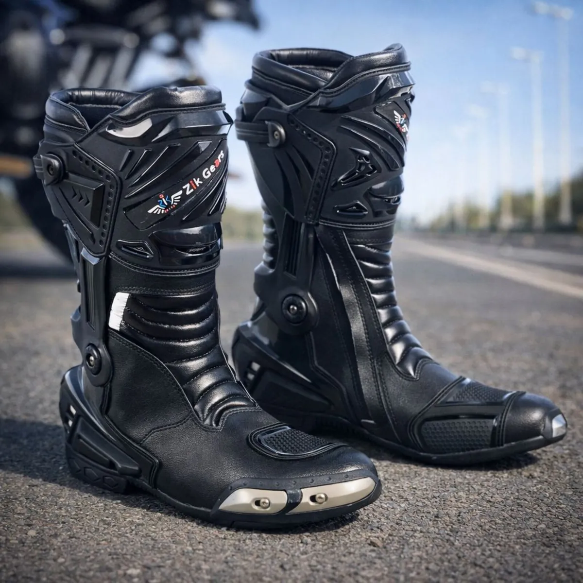 Genuine Leather Motorcycle Riding Boots - Image 1