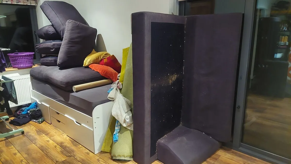 FREE Dark Grey fabric Sofa and Chaise long FREE - Image 2