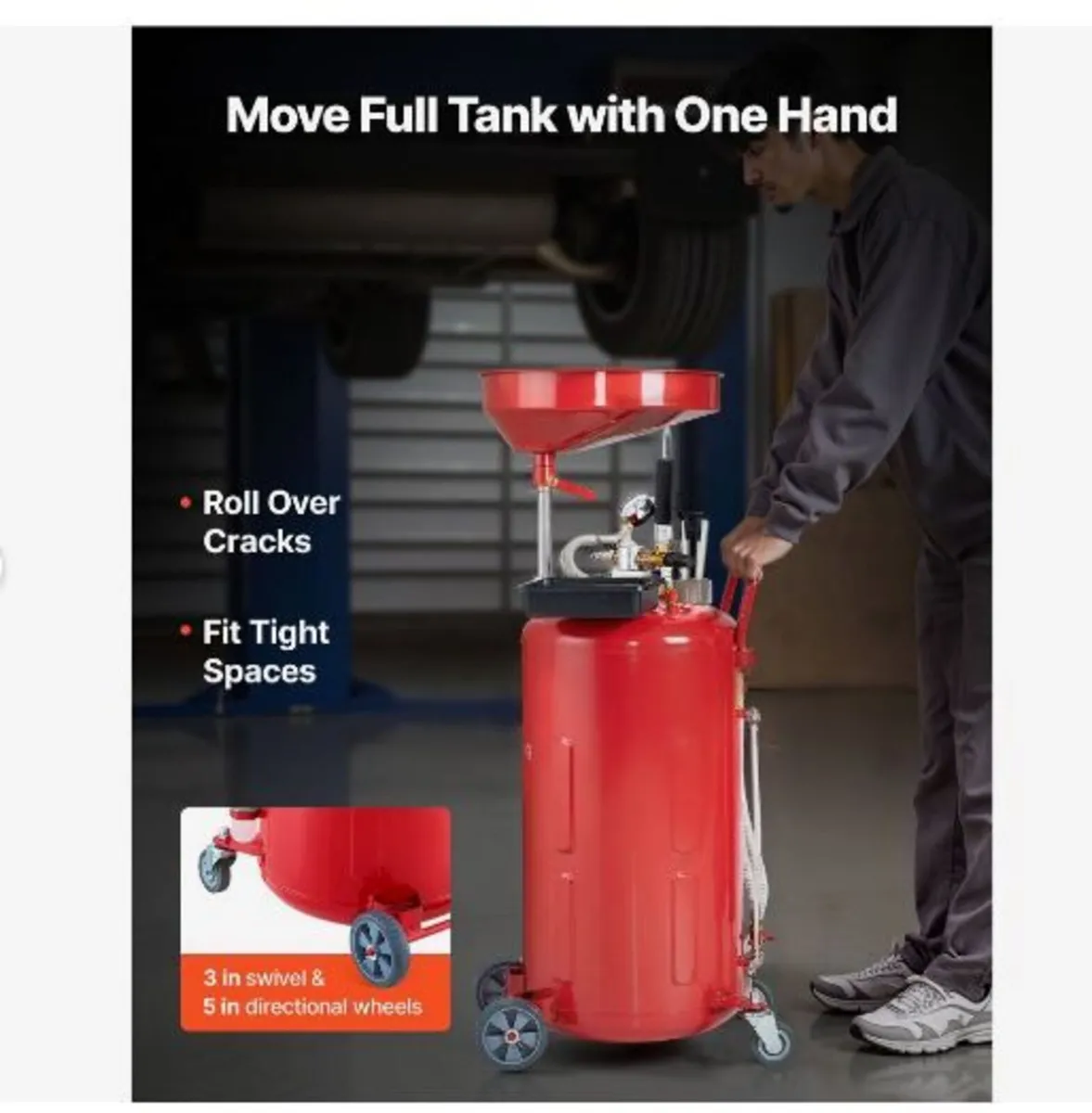 79.5L Waste Oil Drain Tank, Air Operated - Image 2