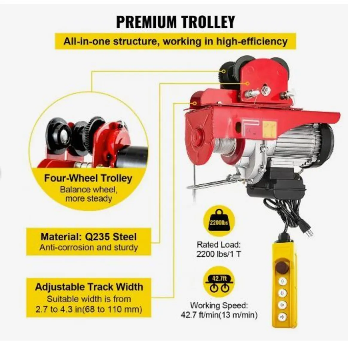 Electric Wire Rope Hoist with Trolley - Image 2