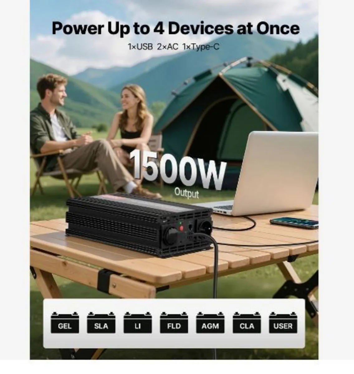 1500W Power Inverter, 12V DC to 230V AC Pure - Image 2