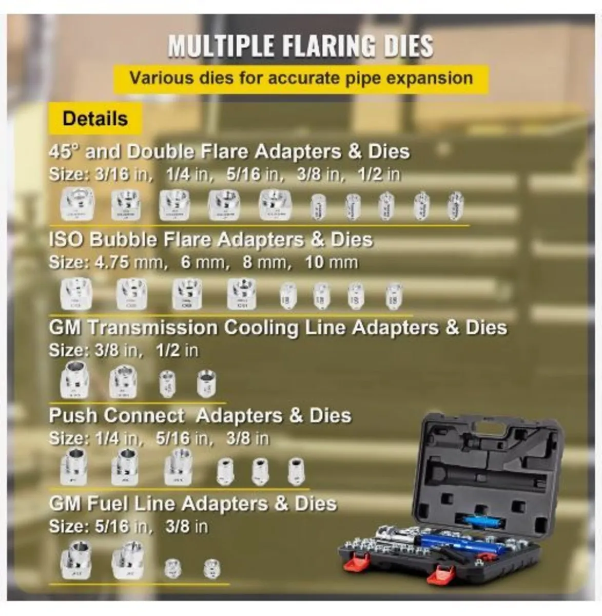 Hydraulic Flaring Tool Kit, 45° Double Flaring Too - Image 3