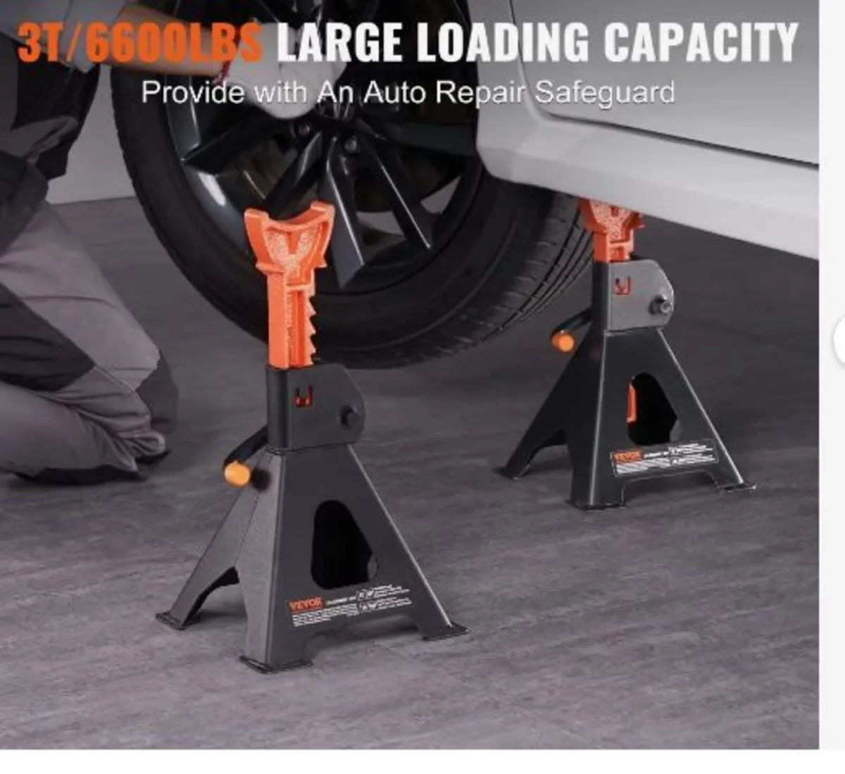 Jack Stands, 3 Ton (6,000 lbs) Capacity Car Jack - Image 4