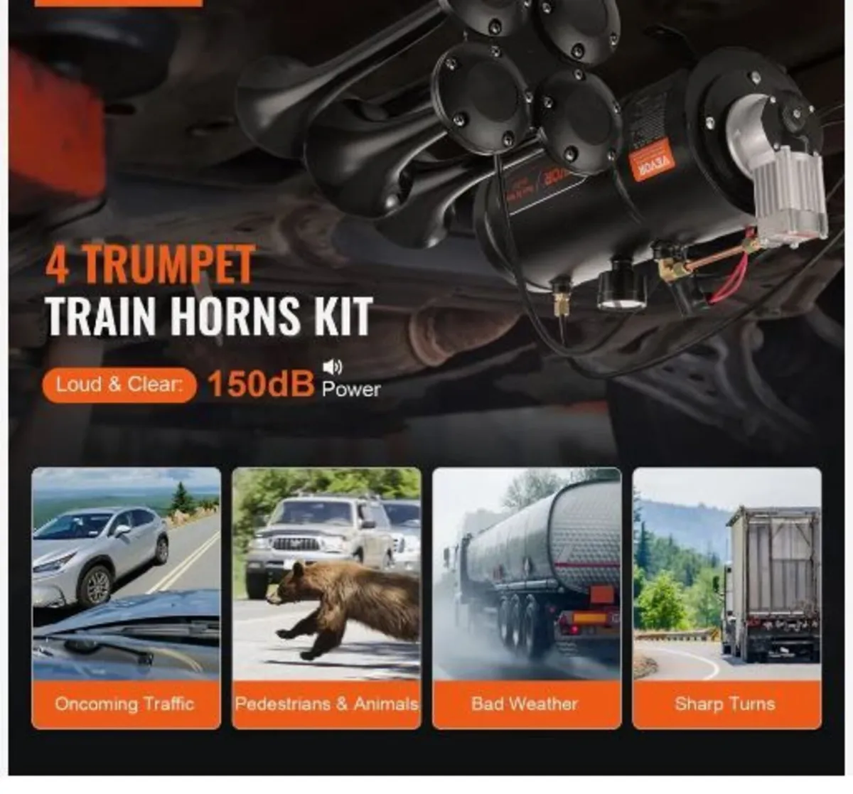 Train Horns Kit 4 Trumpet Air Horn - Image 2