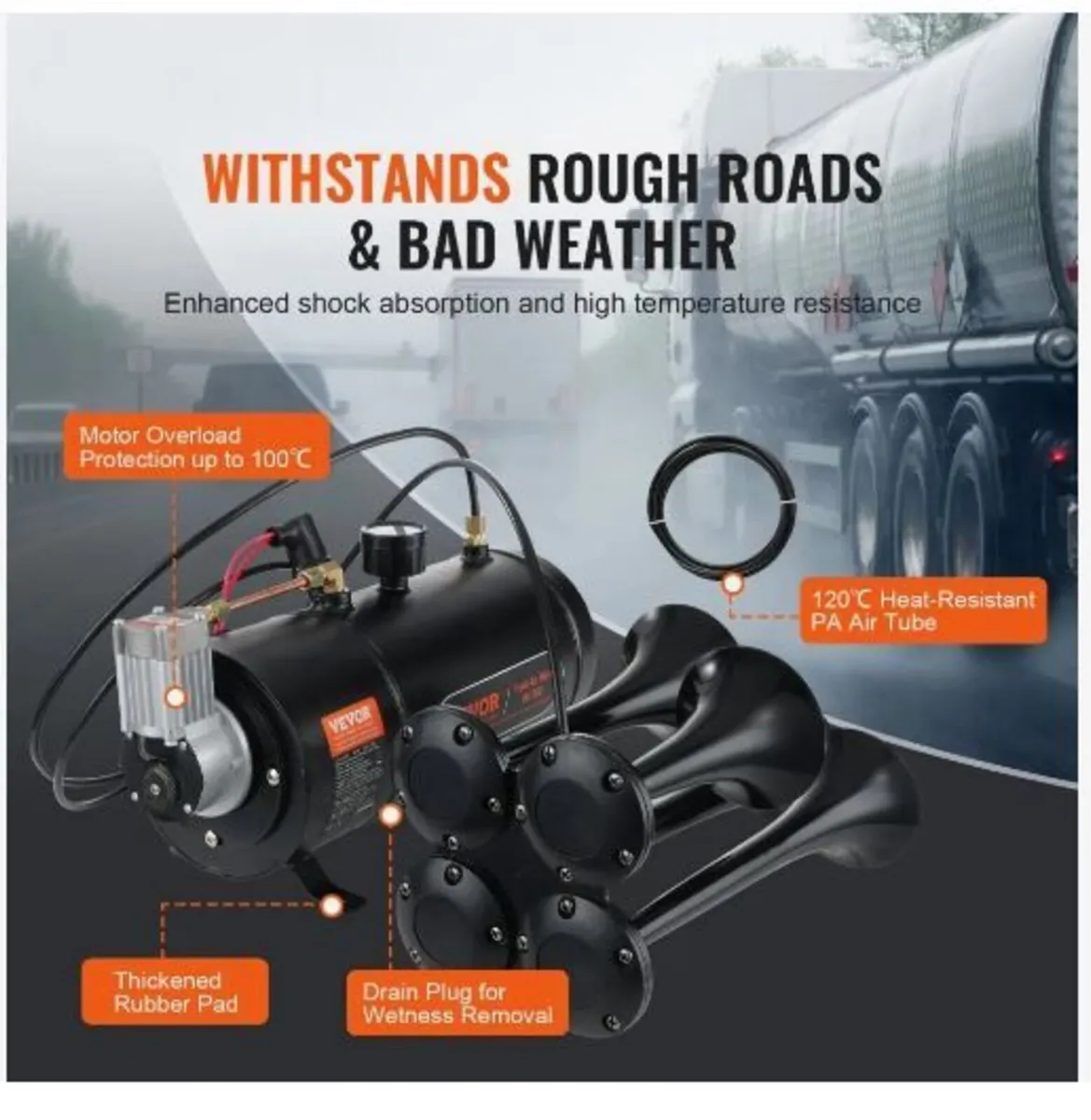 Train Horns Kit 4 Trumpet Air Horn - Image 3