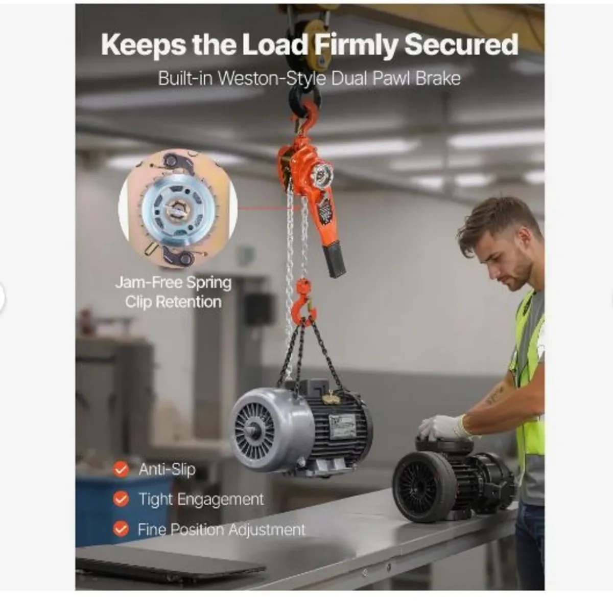 Manual Lever Chain Hoist, 3/4T 750KG Capacity - Image 3