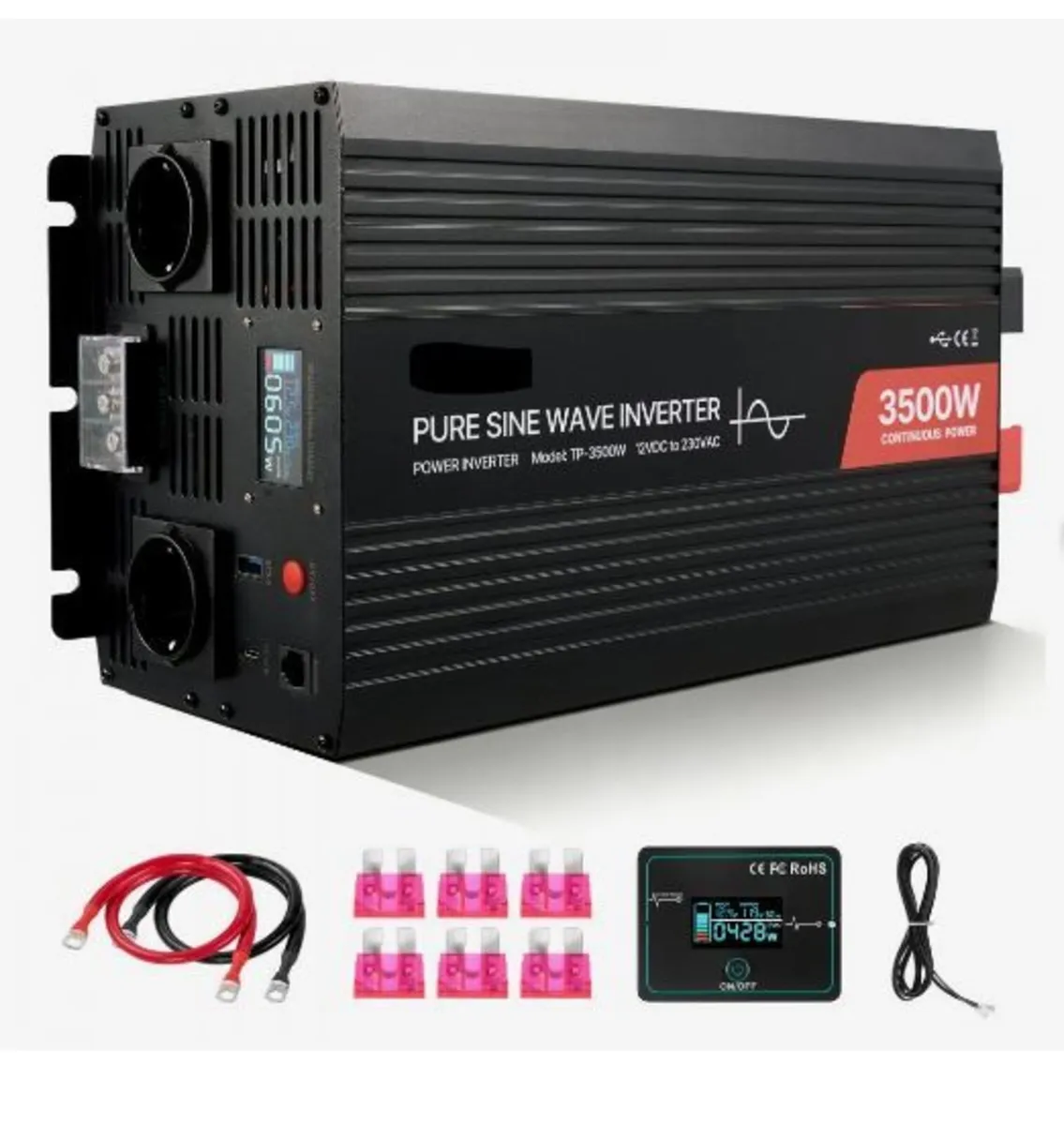 3500W Power Inverter, 12V DC to 230V - Image 1