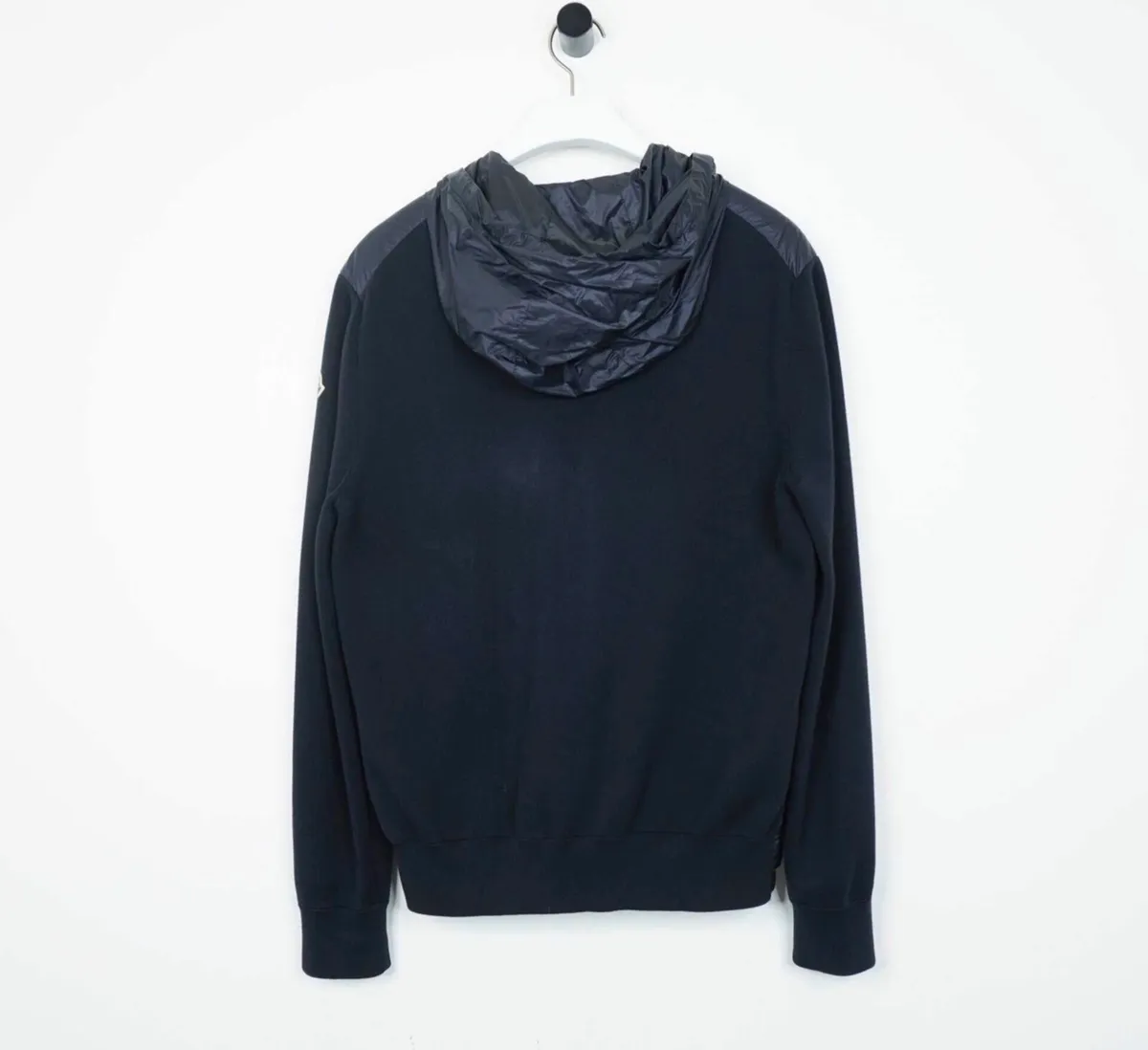 MONCLER NAVY HOODED DOWN TRICOT CARDIGAN - Image 3