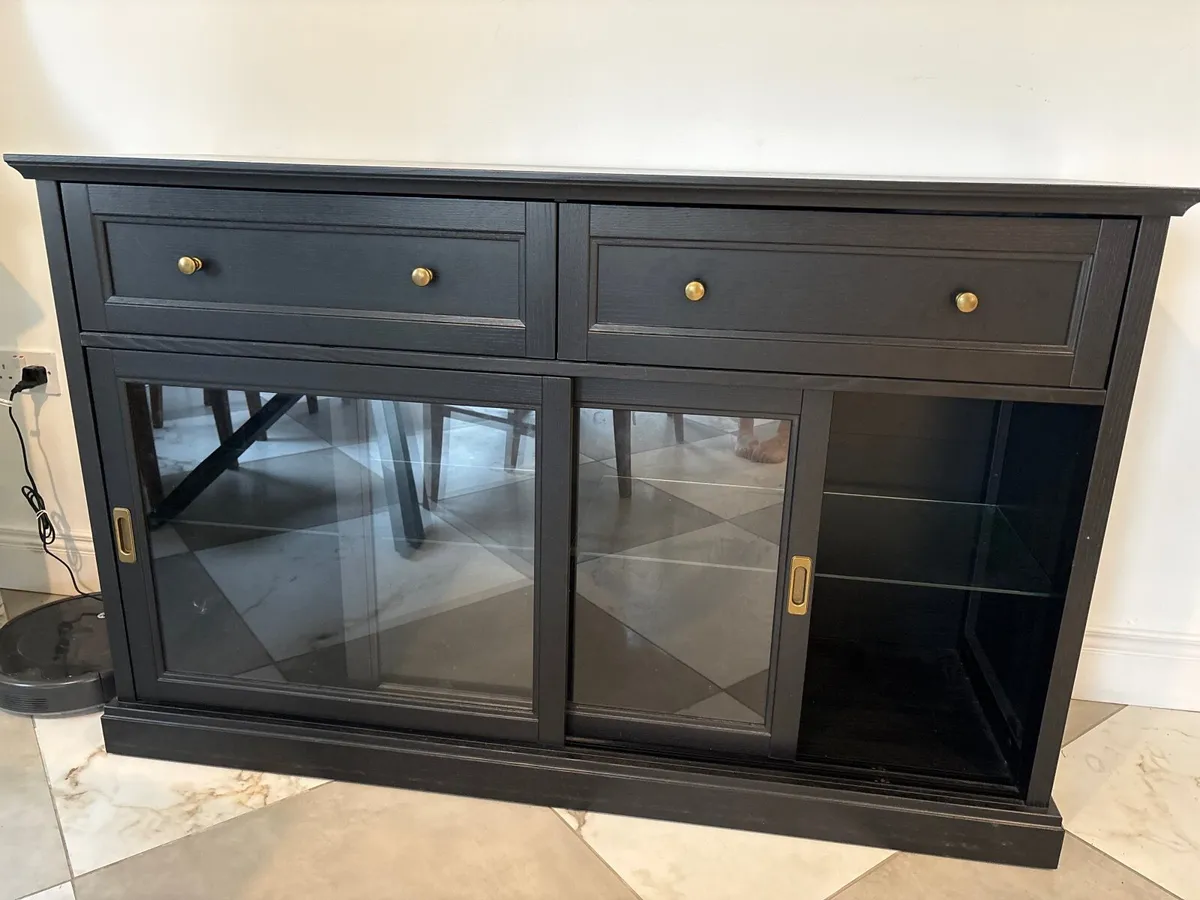 Black Hutch w/sliding doors 145x48x92 - Image 2