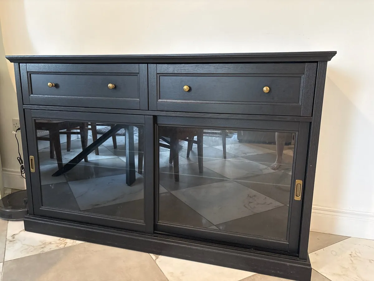 Black Hutch w/sliding doors 145x48x92 - Image 1