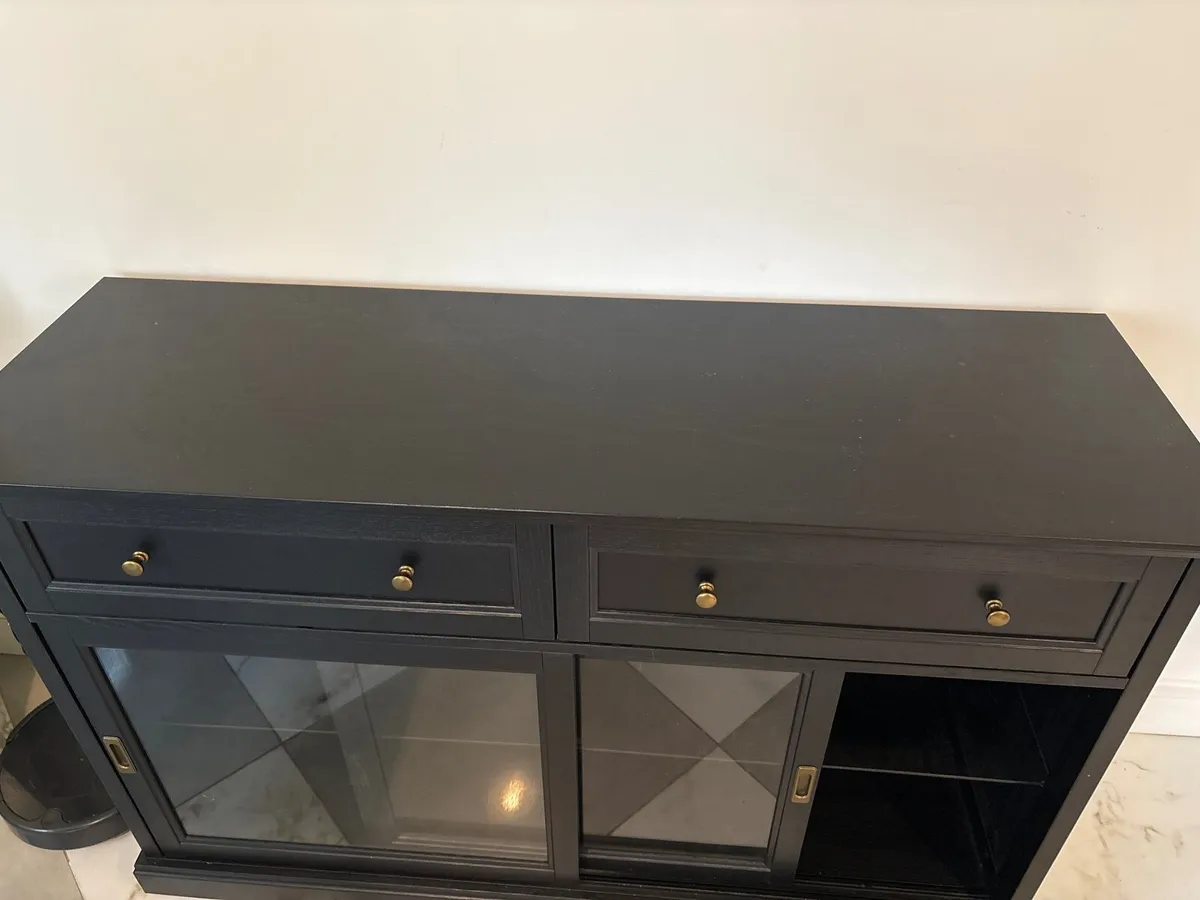 Black Hutch w/sliding doors 145x48x92 - Image 3