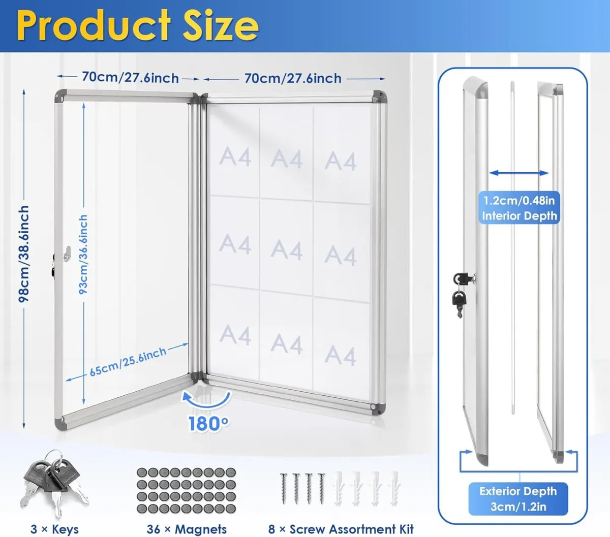 Swansea Enclosed Bulletin Board Lockable White - Image 3