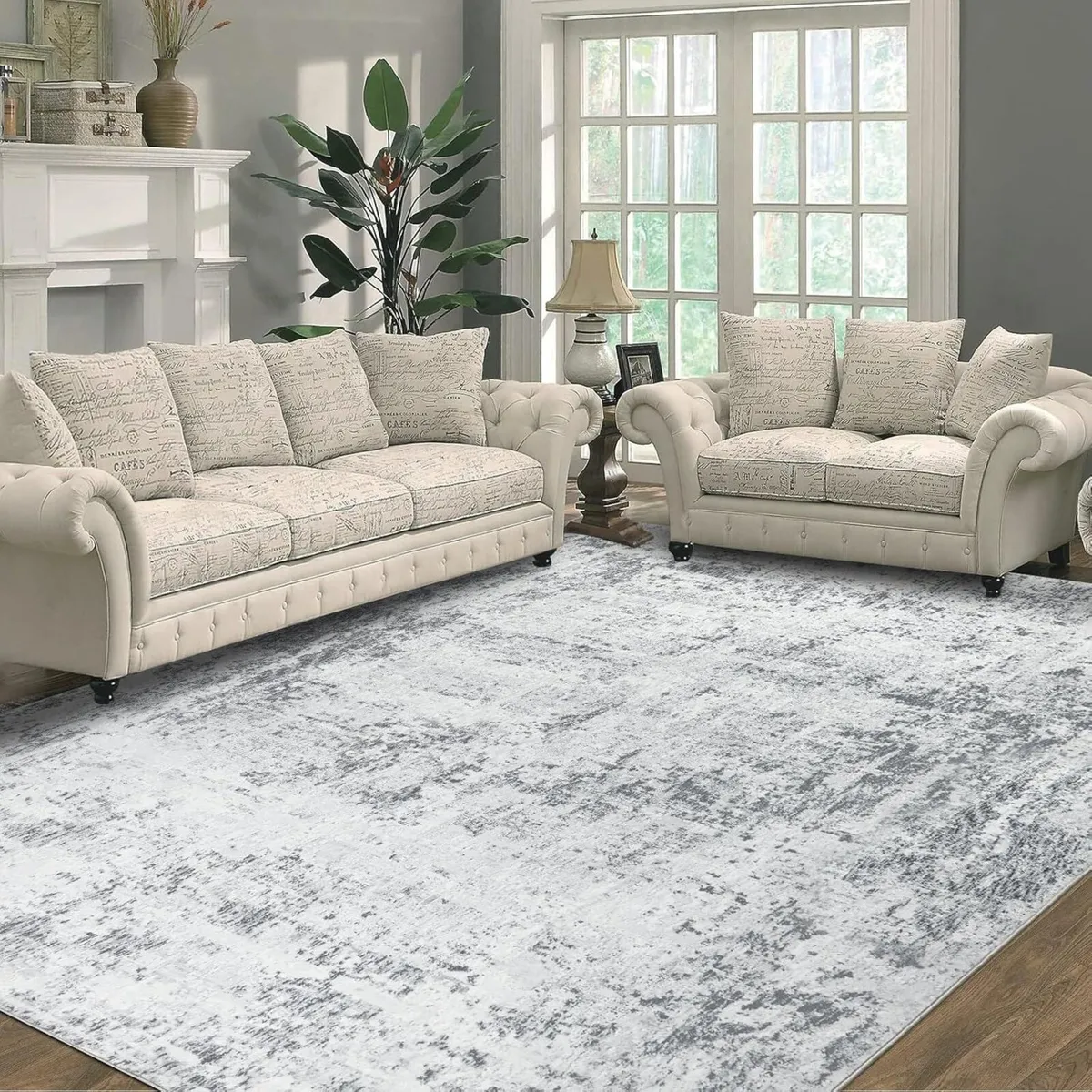 Grey Abstract Area Rug 160x230cm Modern Short - Image 1