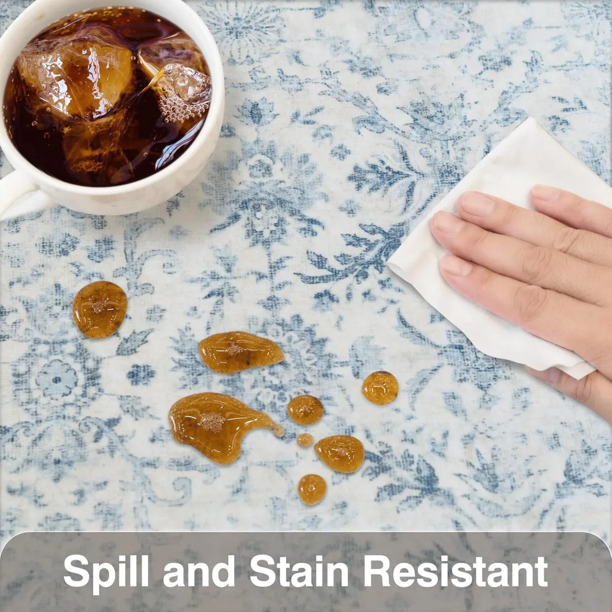 Washable Area Rug Blue Neutral Vintage 160x230 cm - Image 4