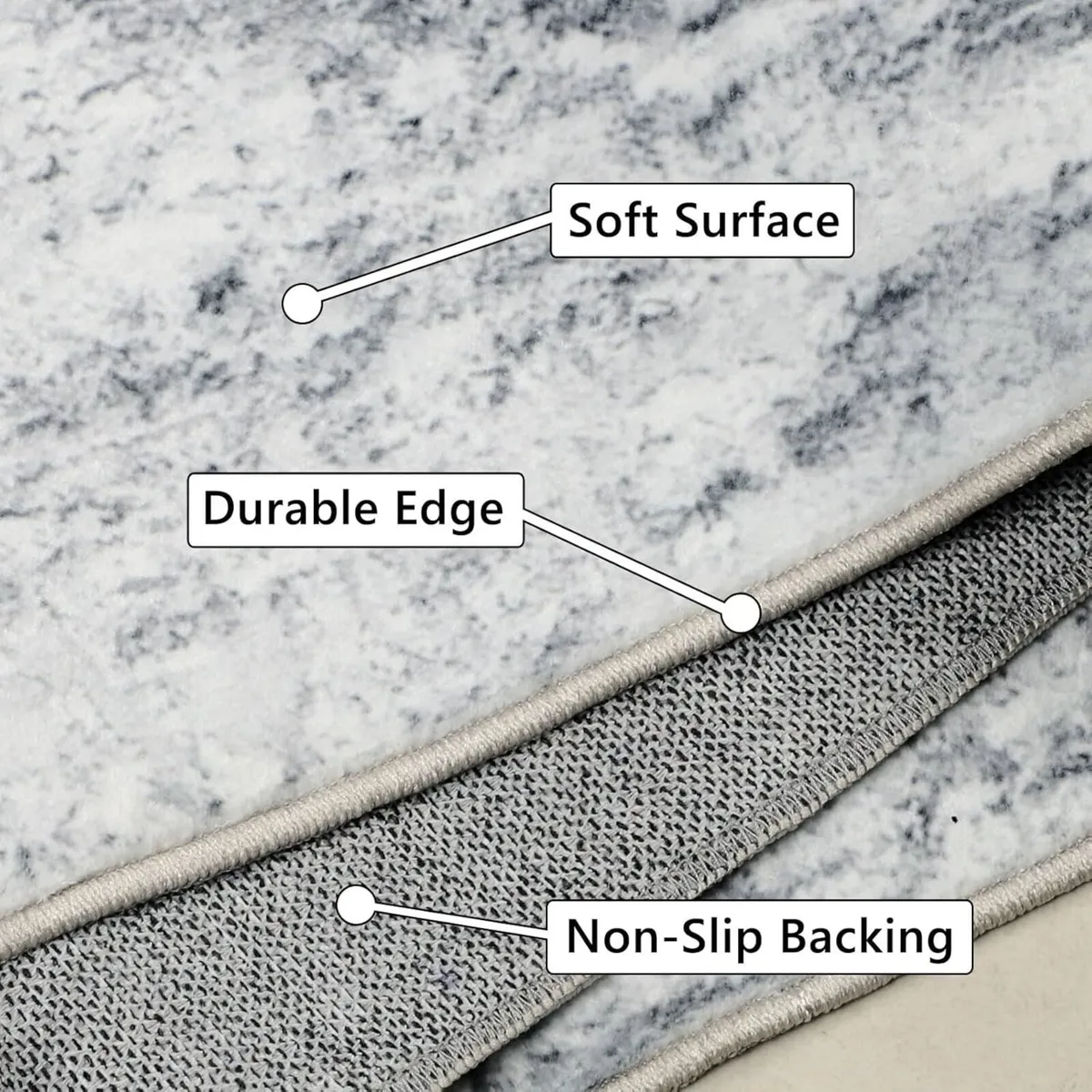 Grey Abstract Area Rug 160x230cm Modern Short - Image 3