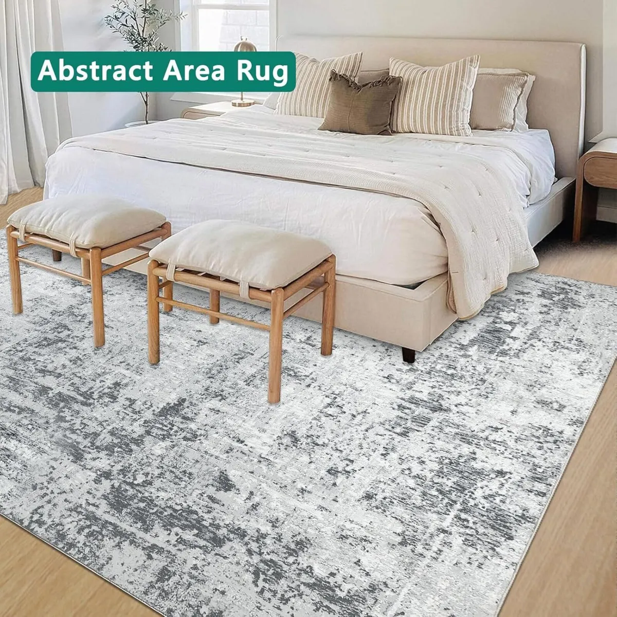 Grey Abstract Area Rug 160x230cm Modern Short - Image 4