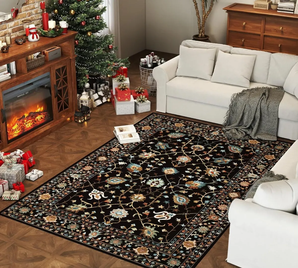 Traditional Living Room Rug Large Black for - Image 1