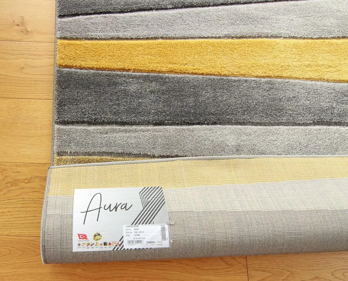 New Small Large Mustard Ochre Silver Grey Wave - Image 2