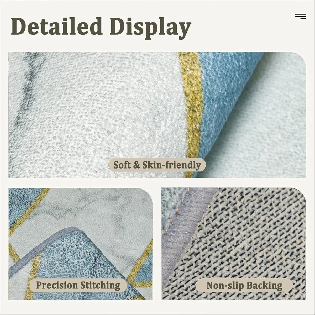 Modern Marble Rug for Living Room Large Blue and - Image 3