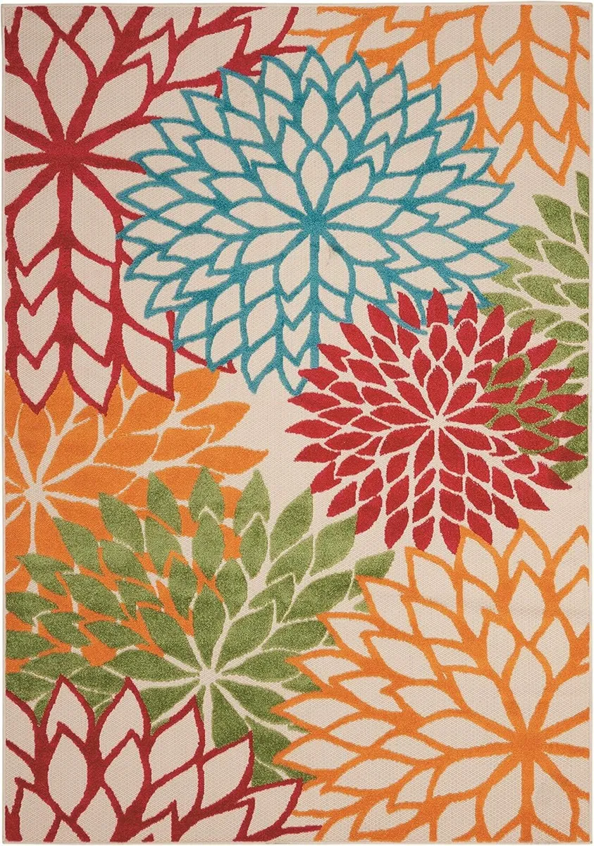 Aloha Indoor/Outdoor Floral Green 5'3 x 7'5 - Image 2