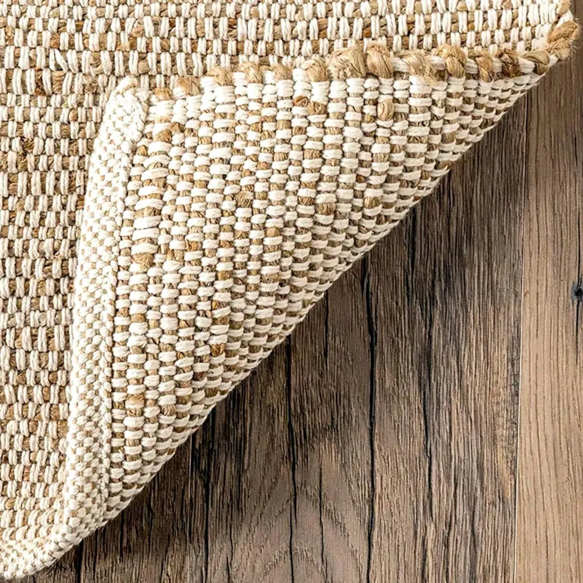 Jute Cotton Area Rug - Handcrafted Traditional - Image 2