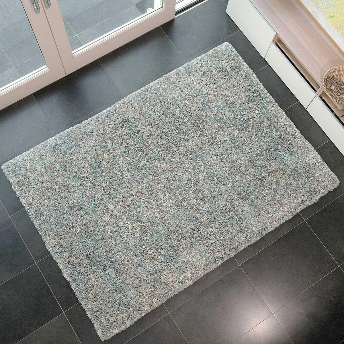 Modern Durable Duck Egg Silver Thick Shaggy Shag - Image 3