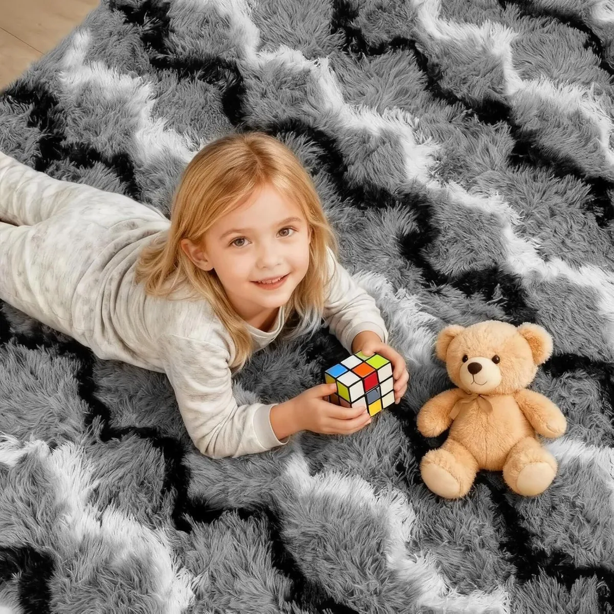 Rugs Living Room 200x300cm Dark Grey and Black - Image 2